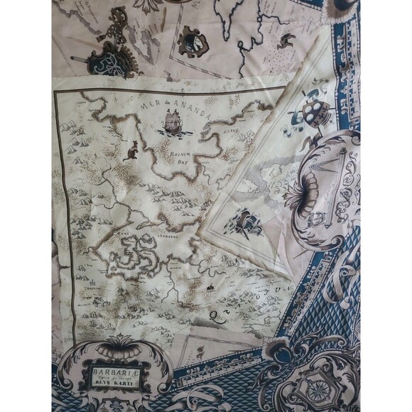 ELLEN TRACY Designer Discover Map Silk Scarf 34“ Square - Picture 1 of 15